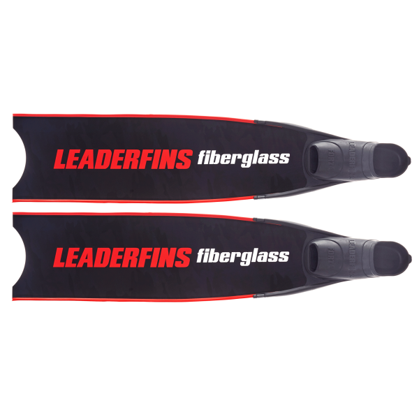 Leaderfins Fiberglass Full Foot Free-diving Fins, Black/Red, Ice(39-40) -  scubachoice